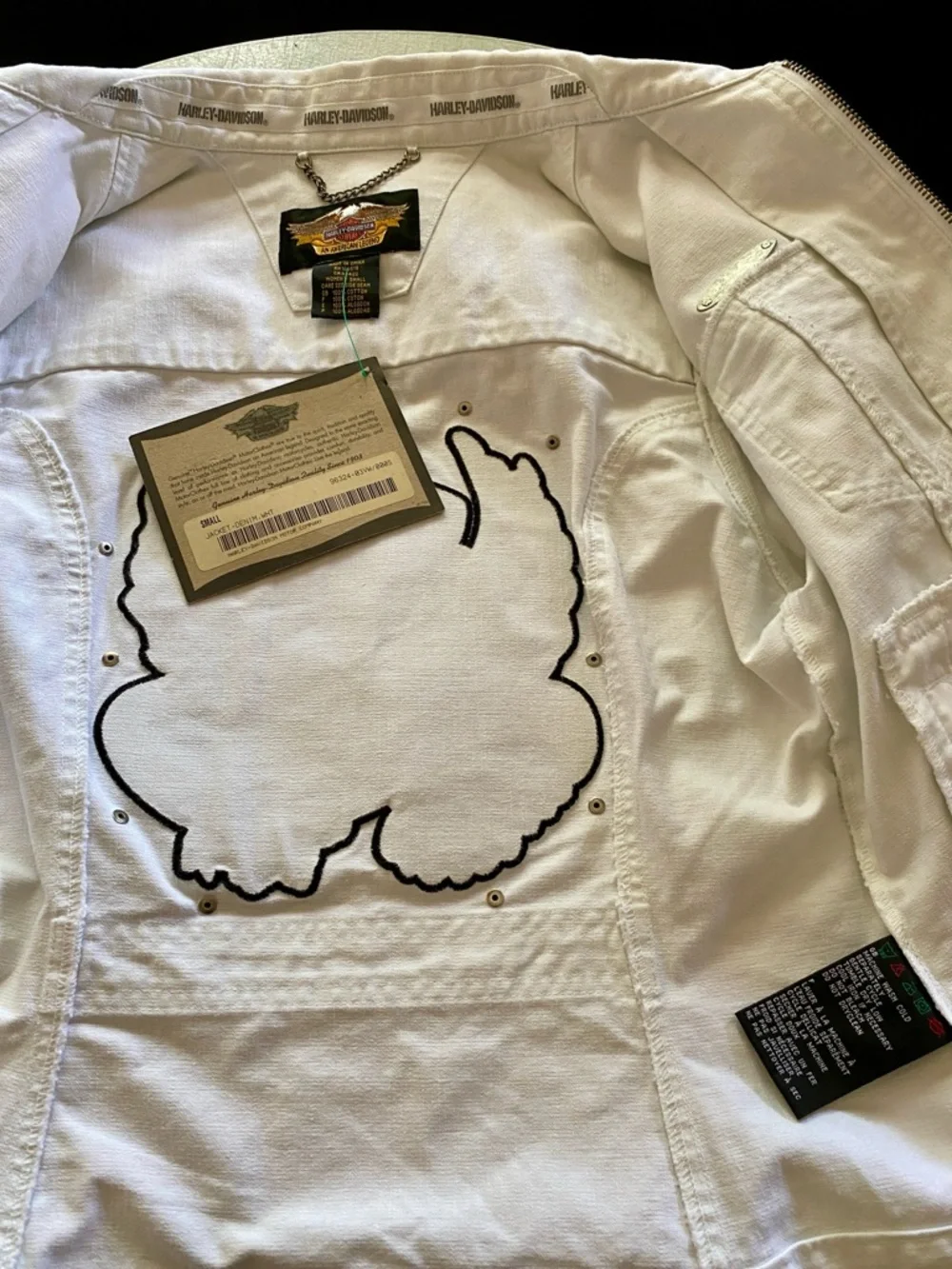 Harley-Davidson White Denim Women's Zip Jacket - Picture 4 of 7